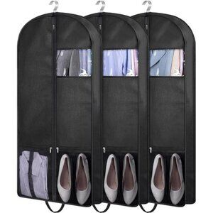 New 43" Suit Bags for Closet Storage and Travel, Gusseted Mesh Hanging
